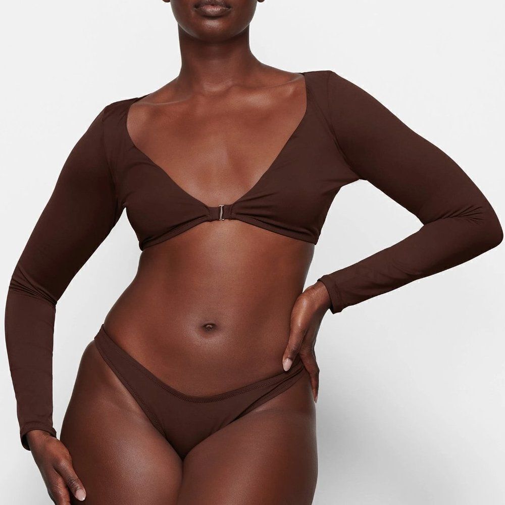 SKIMS Women's Cocoa Signature Swim Long Sleeve Shrug Size 3X